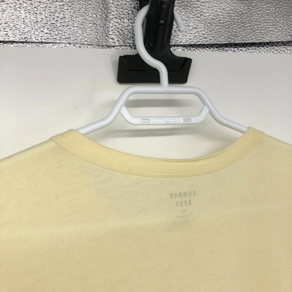 Aritzia Sunday Best Candy crewneck pastel yellow t-shirt Bulldog patch - Picture 10 of 16